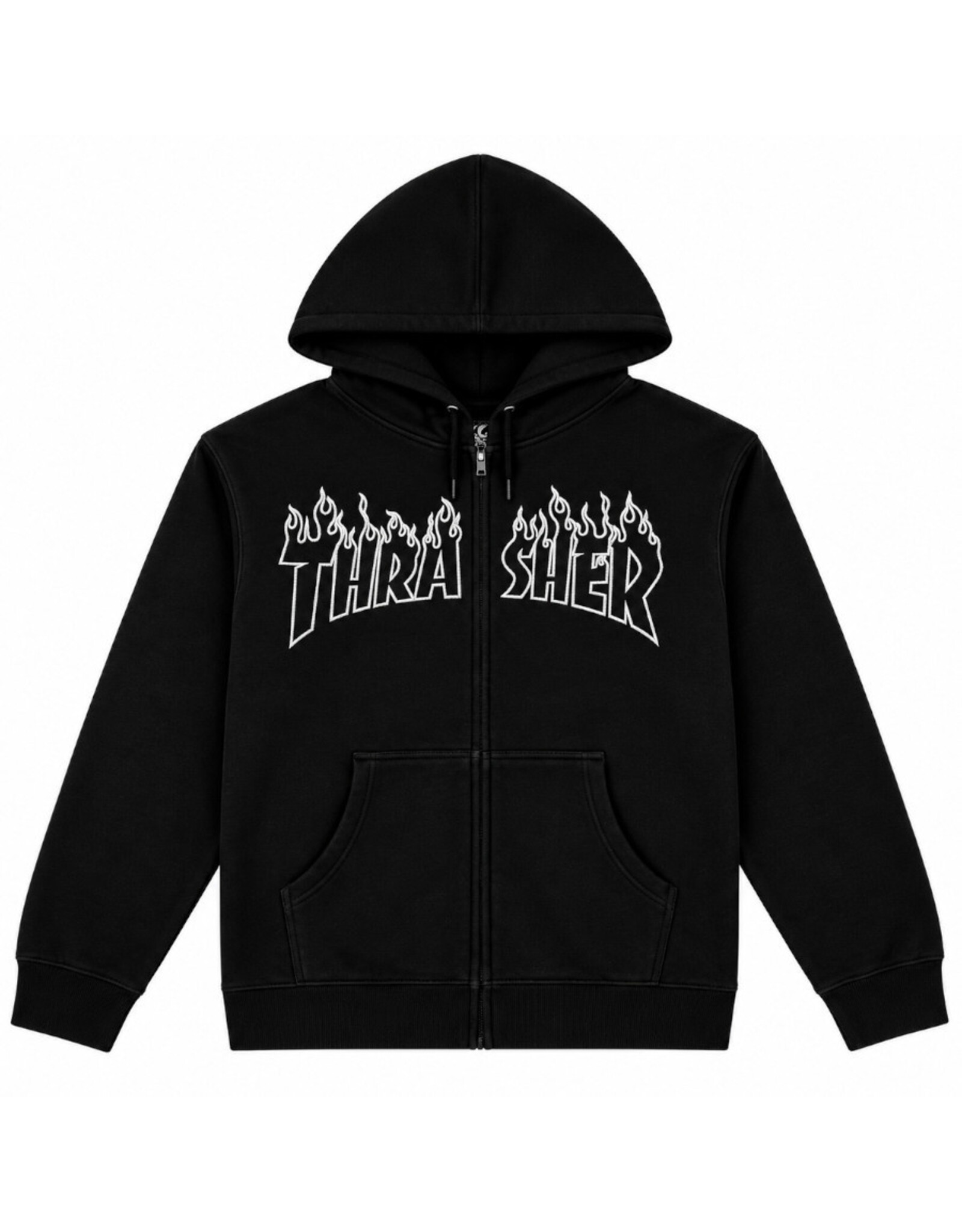 Thrasher Thrasher Hood Mens Flame Embroidered Zip (Black)
