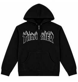 Thrasher Thrasher Hood Mens Flame Embroidered Zip (Black)