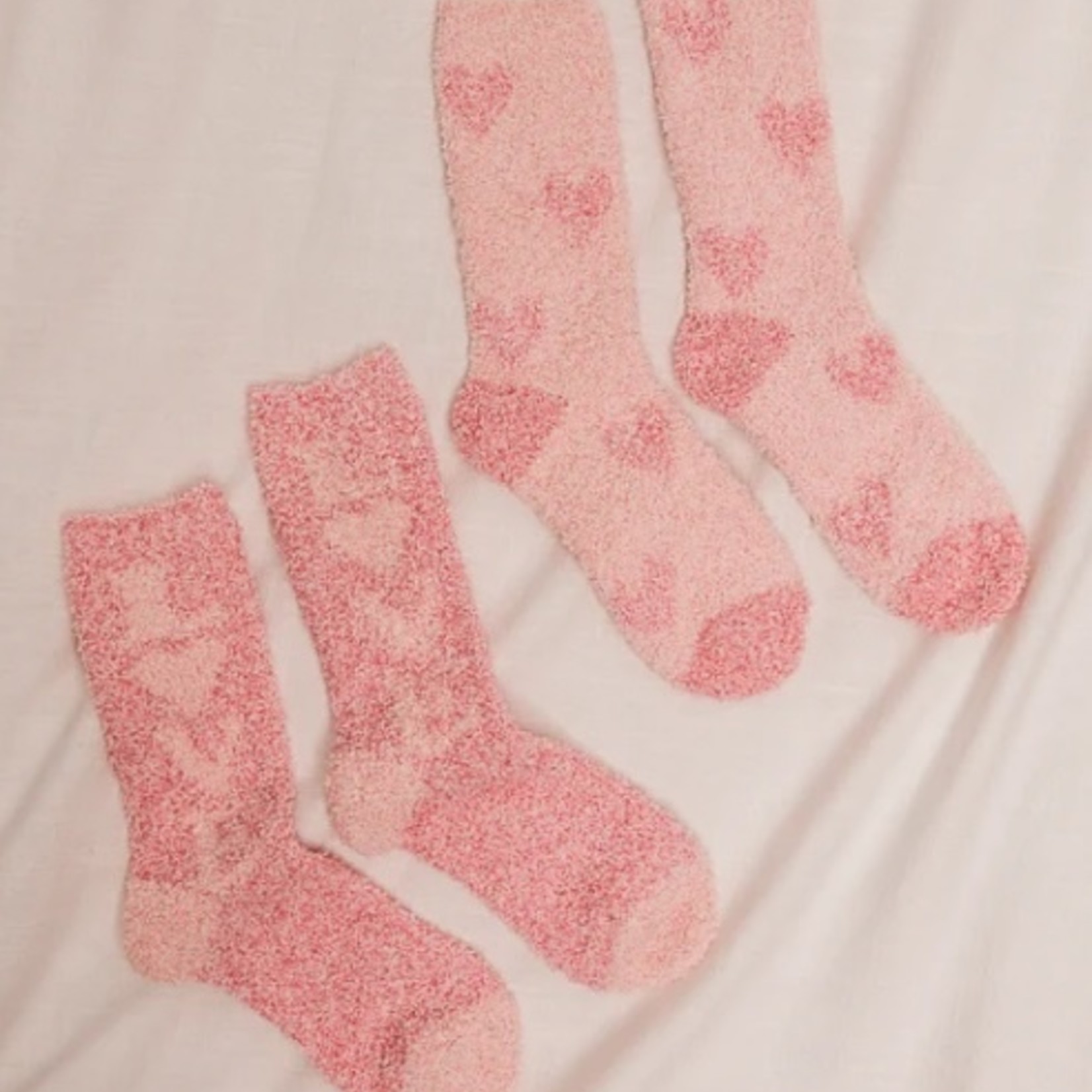 Z Supply Z Supply Plush Heart Socks Pink Cherry