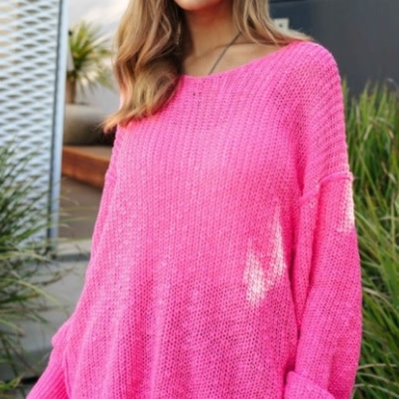 Neon Fuchsia Sweater Top