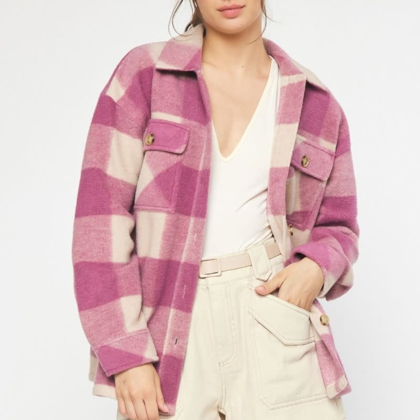 Entro Plaid Fuzzy Jacket*