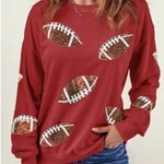 Red Football Sequin Sweatshirt