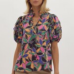 Entro Black Multi Floral Top
