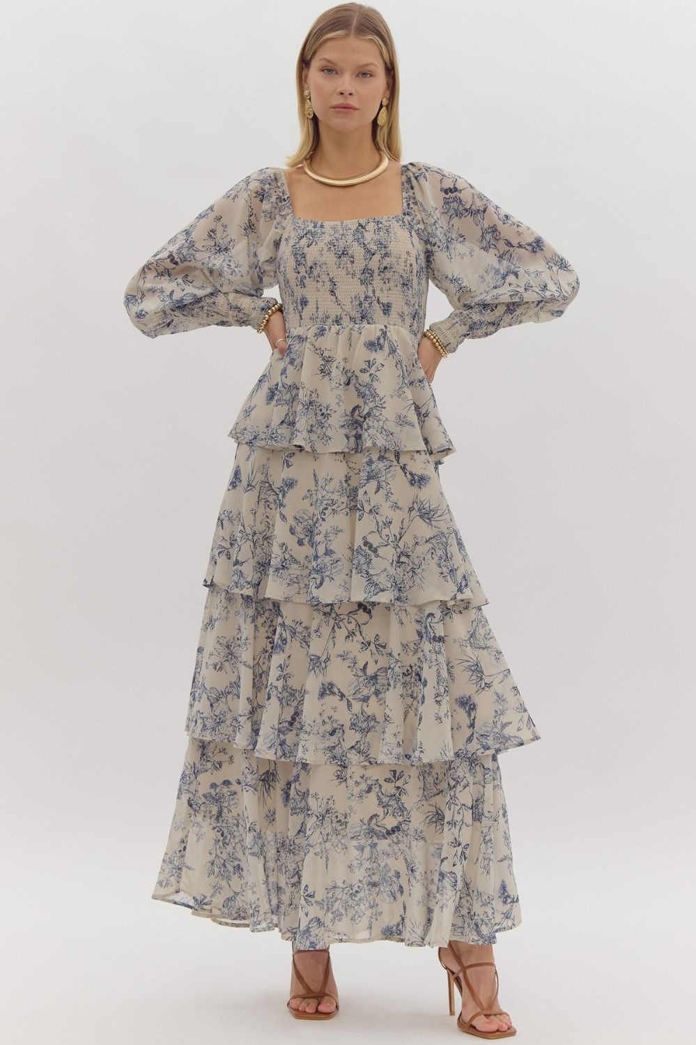 Entro Blue Print Maxi Dress The Shabby Pig
