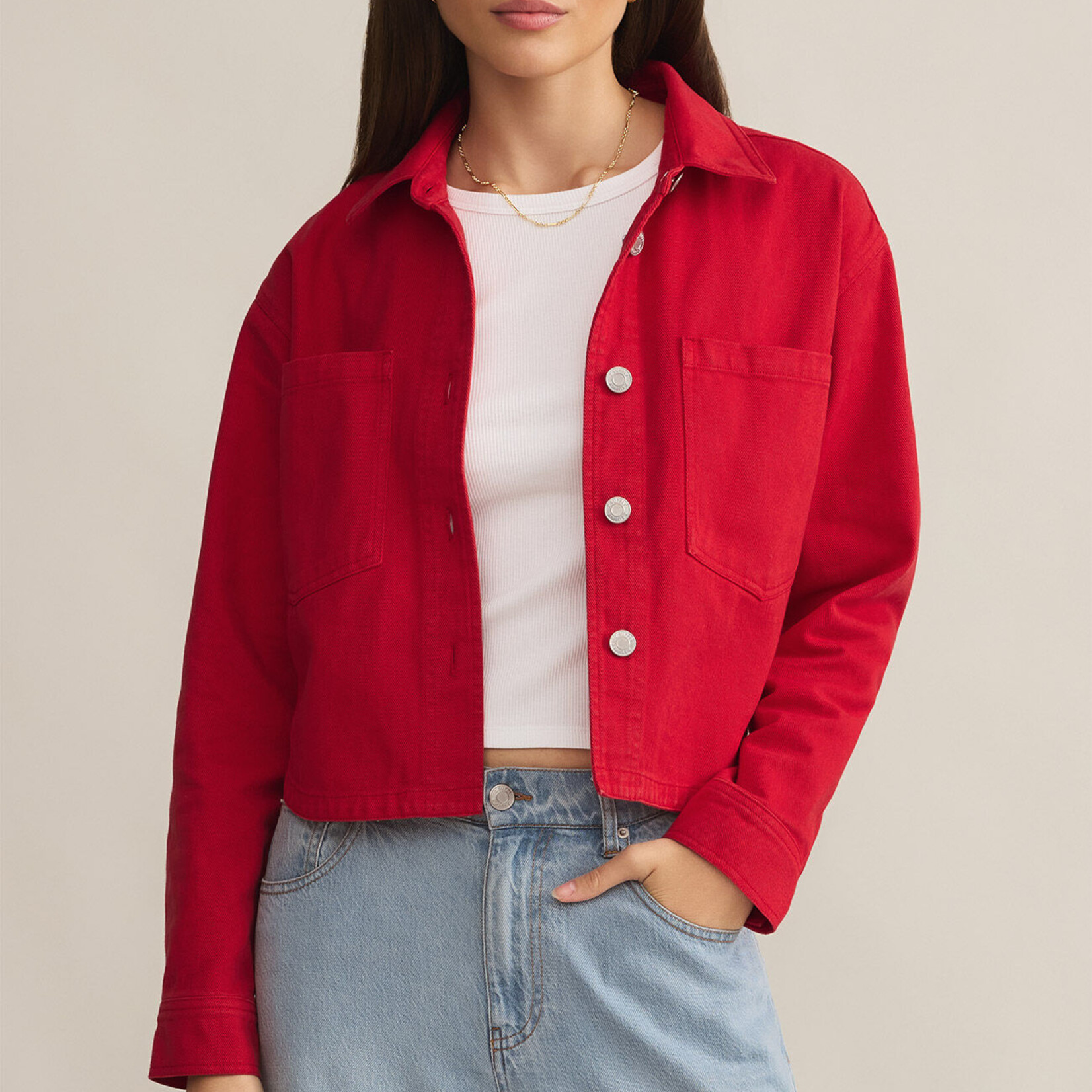 Z Supply Z Supply All Day Cropped Dnim Jacket Cherry