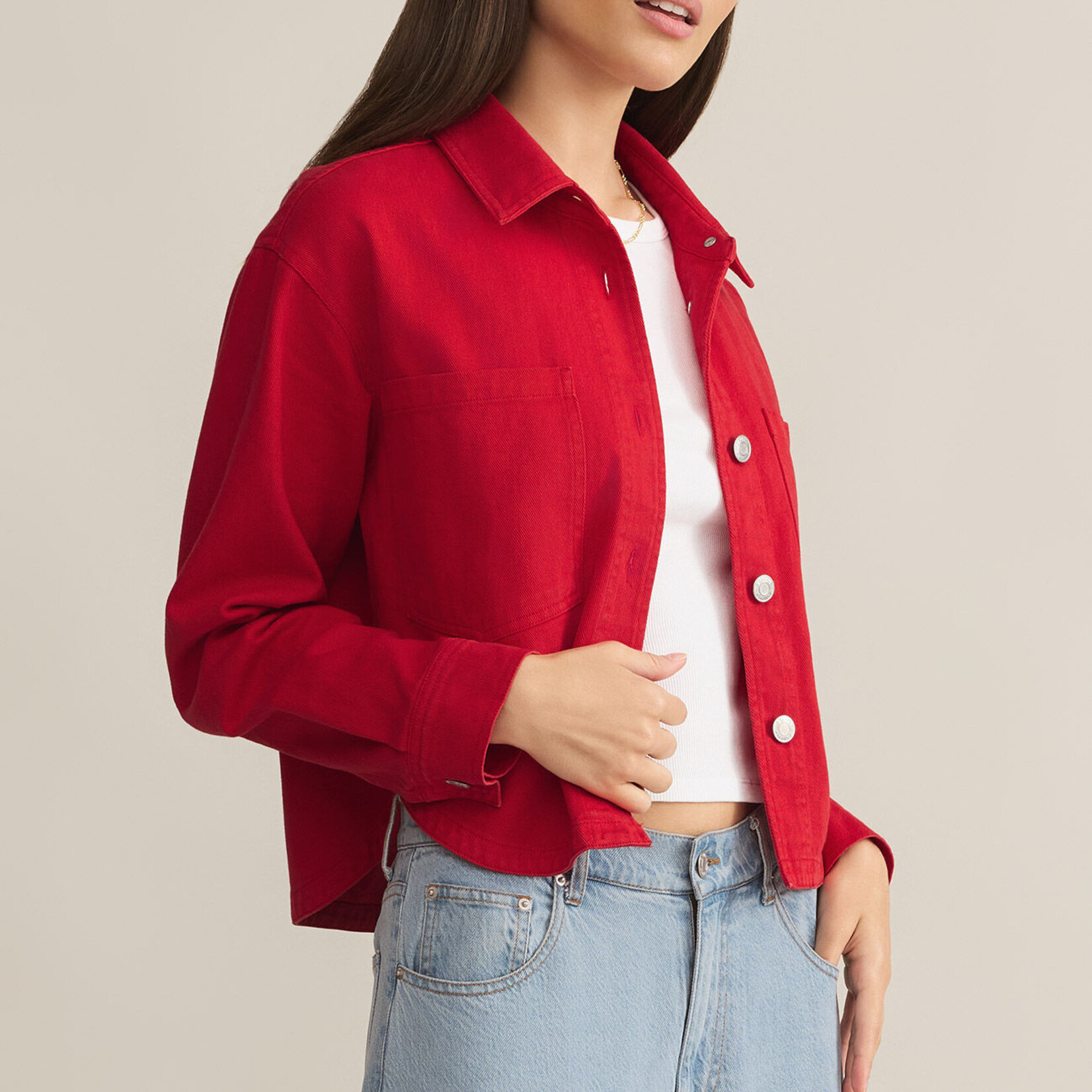 Z Supply Z Supply All Day Cropped Dnim Jacket Cherry