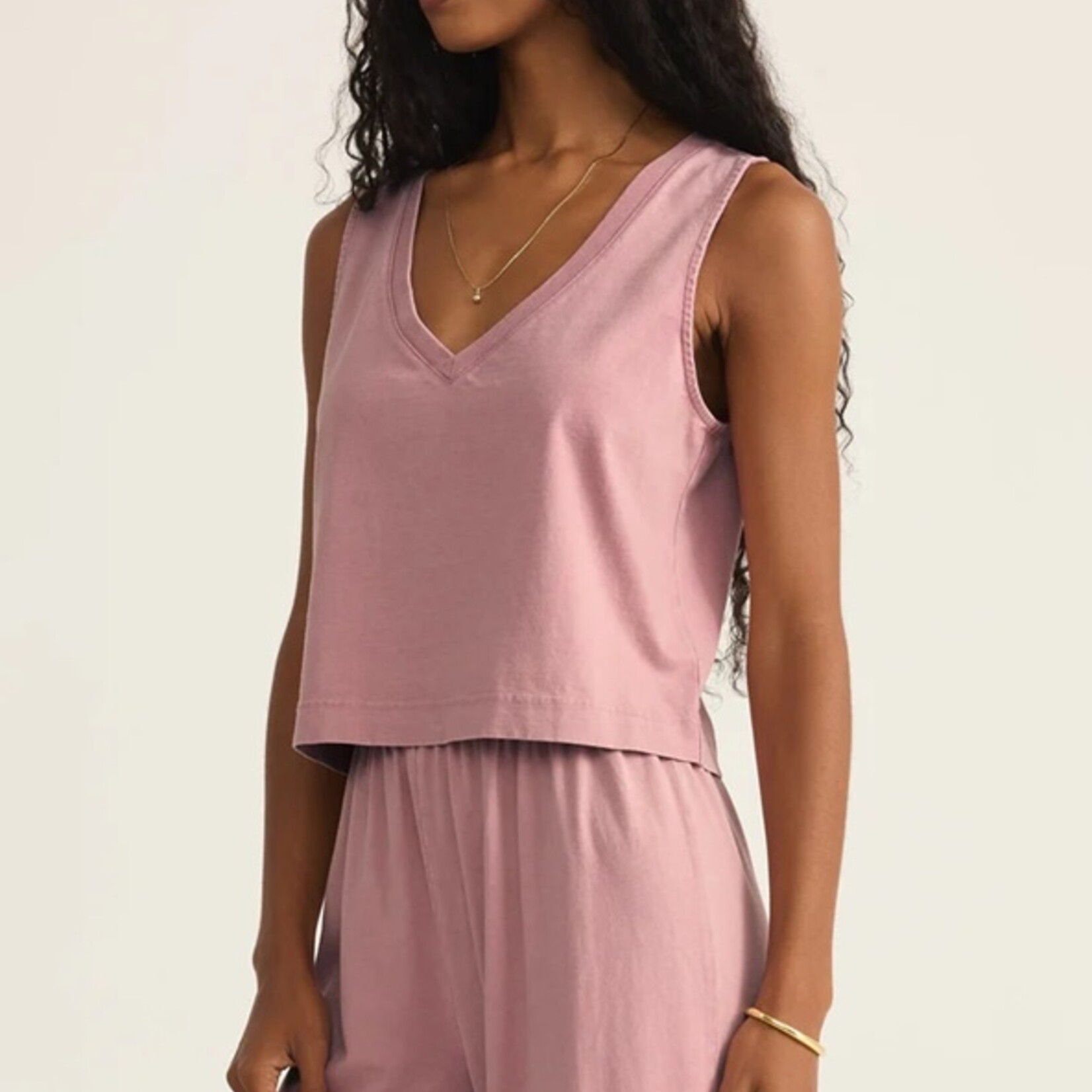 Z Supply Z Supply Sloane V-Neck Top Pink Smoke