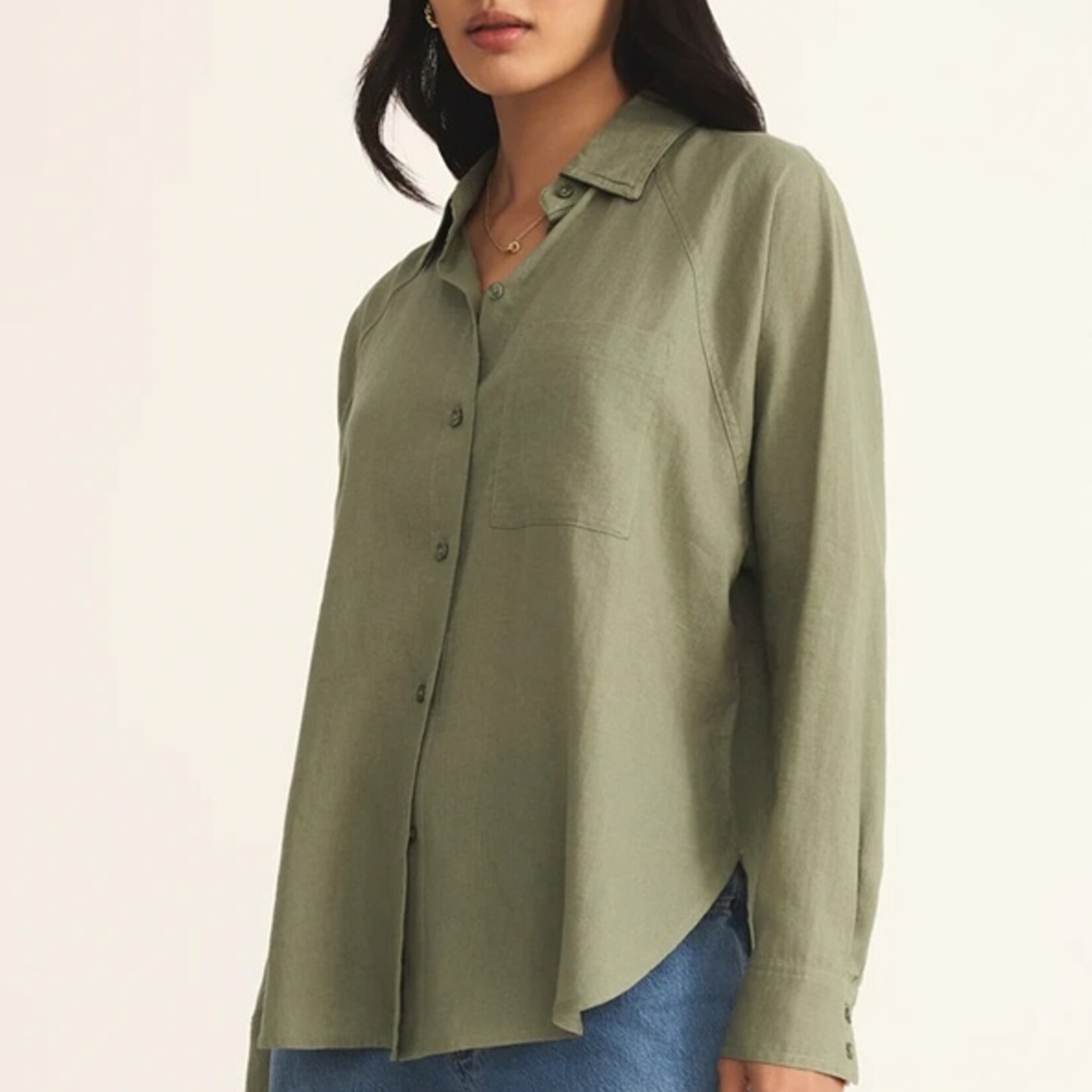 Z Supply Z Supply The Perfect Linen Top Avocado