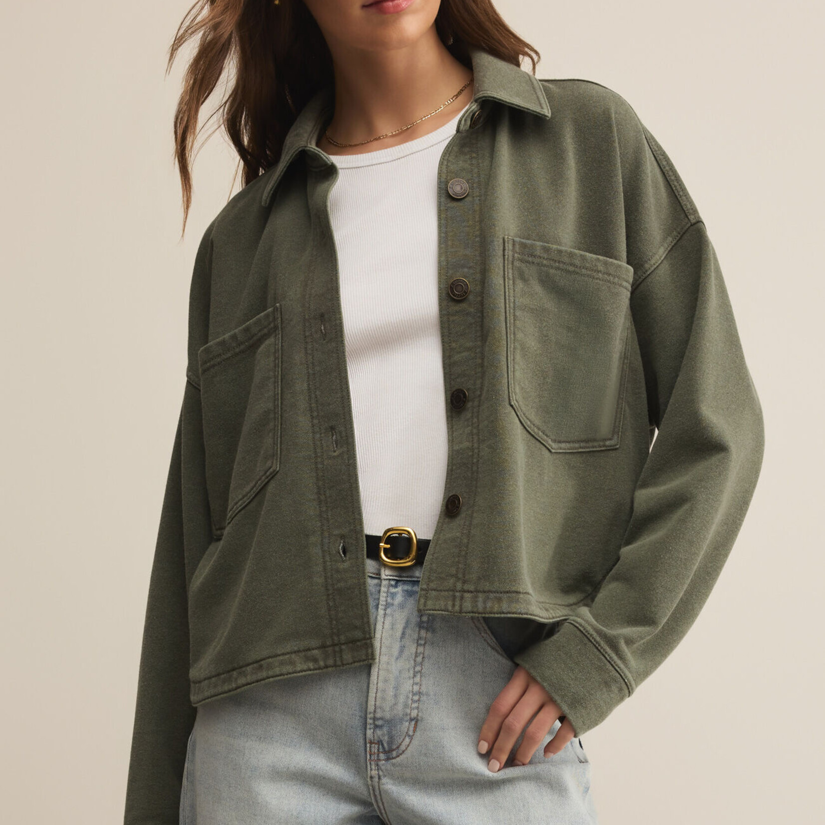 Z Supply Z Supply All Day Cropped Jacket Hunter Green