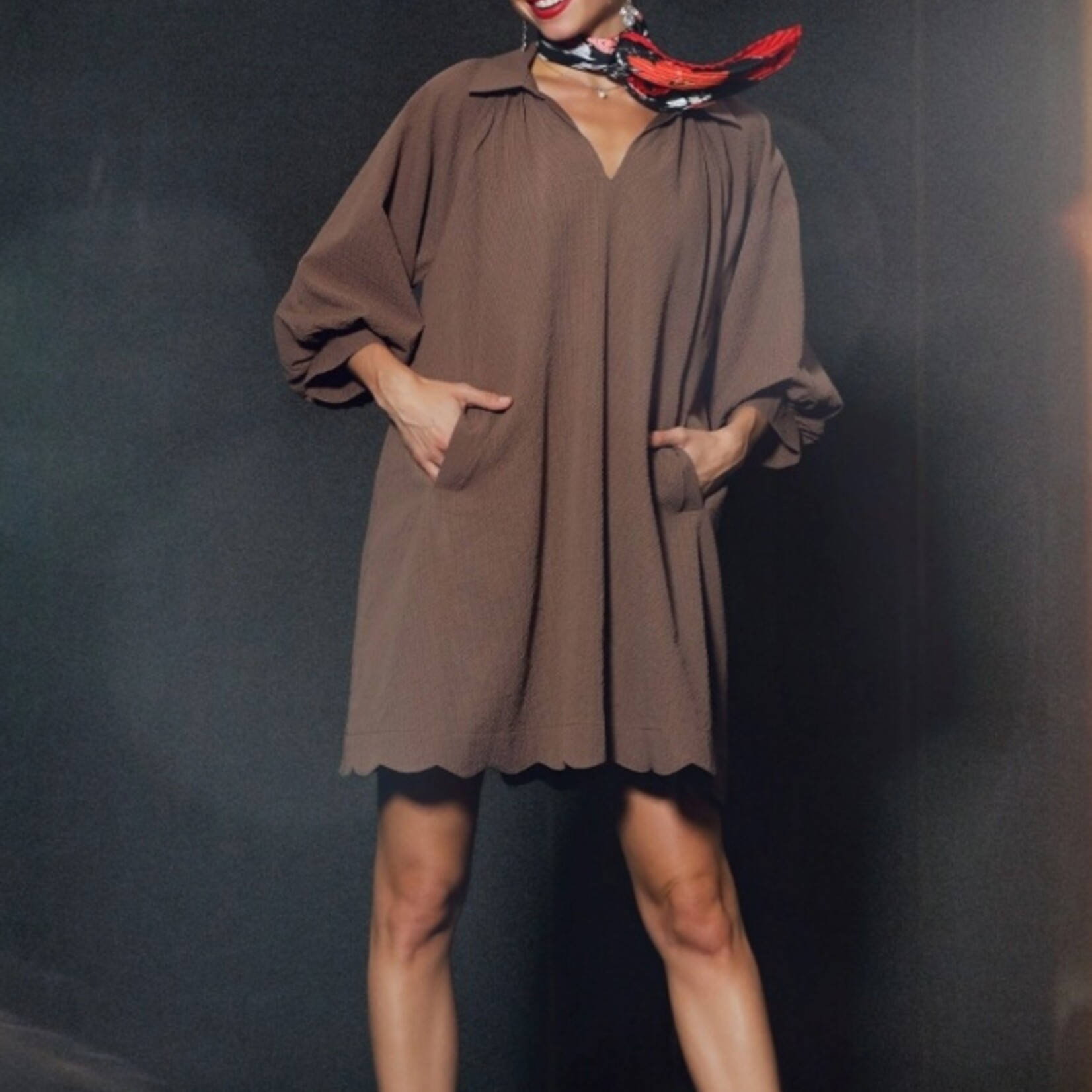 Umgee Umgee Chocolate Waffle Dress