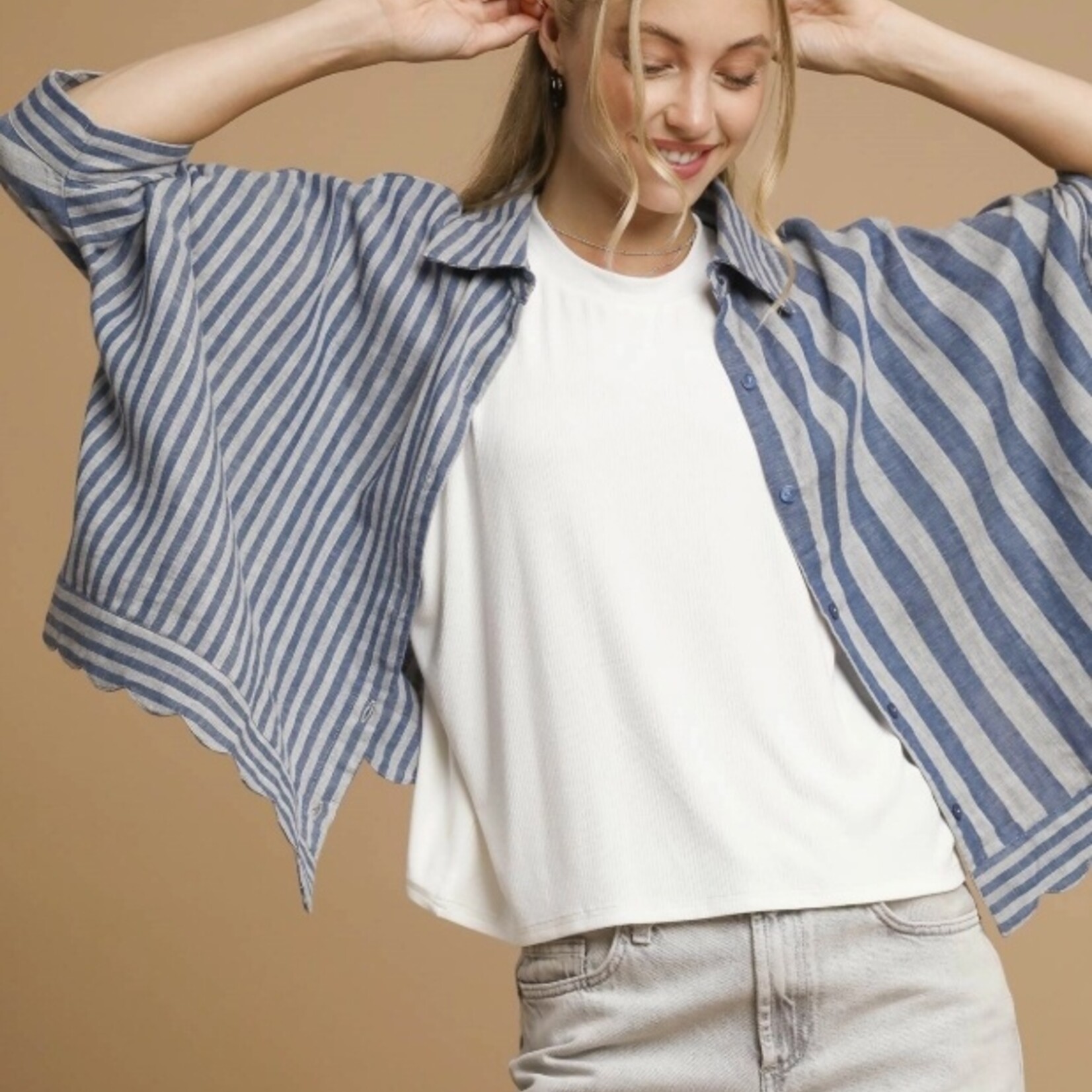 Umgee Umgee Denim Striped Top