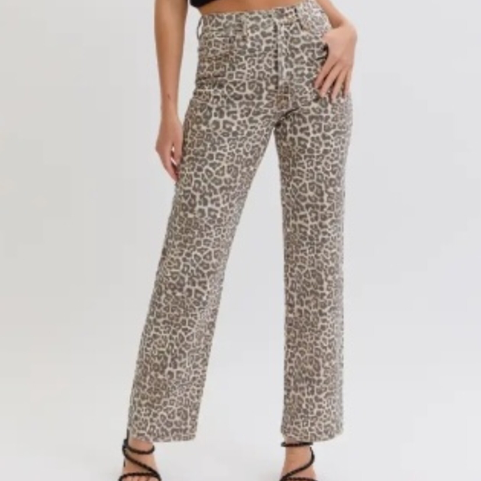 Cello Leopard Super High Rise Dad Jean