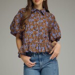 Entro Brown/Blue Floral Top