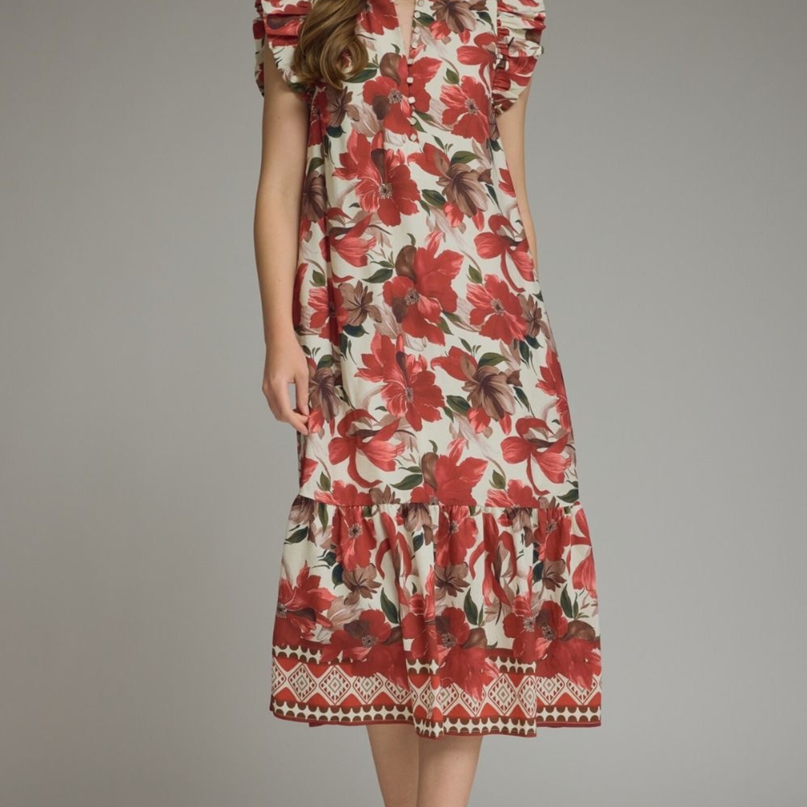 Entro Burgandy Floral Dress