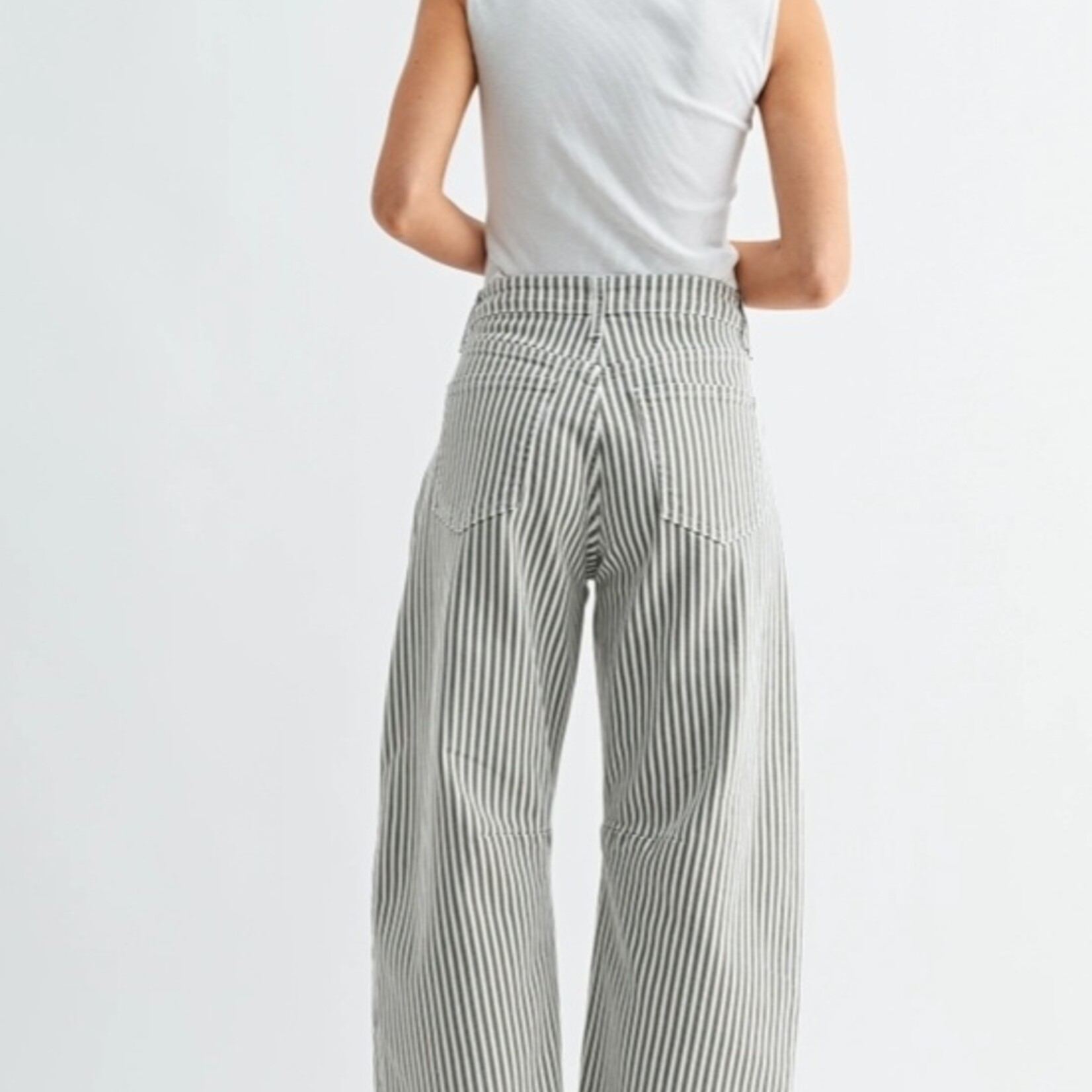 Just Black Olive Stripe Barrell Jeans