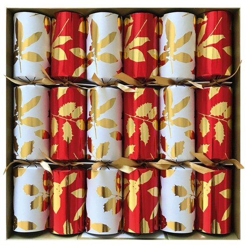 Caspari Caspari Holly Silhouettes Christmas Crackers Caspari Caspari Holly Silhouettes Christmas Crackers