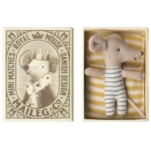 Maileg Maileg Baby Mouse, Sleepy/Wakey in Box - Boy Maileg Maileg Baby Mouse, Sleepy/Wakey in Box - Boy