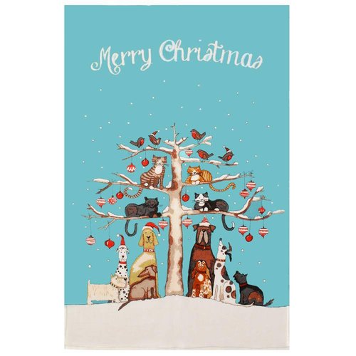 Ulster Weavers Christmas Cats & Dogs Linen Tea Towel Ulster Weavers Christmas Cats & Dogs Linen Tea Towel