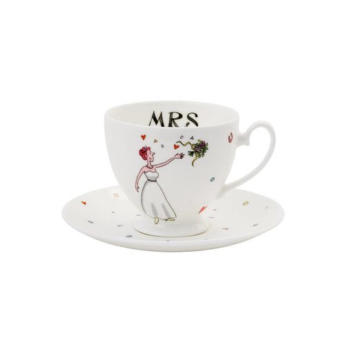 Alison Gardiner Alison Gardiner Mrs Wedding Teacup & Saucer Alison Gardiner Alison Gardiner Mrs Wedding Teacup & Saucer