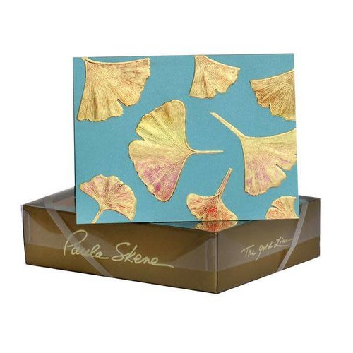 Paula Skene Paula Skene Ginkgo Pattern Gold/Sunset on Teal Paula Skene Paula Skene Ginkgo Pattern Gold/Sunset on Teal