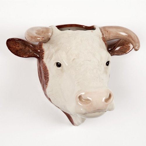 Quail Ceramics Quail Hereford Bull Wall Vase Quail Ceramics Quail Hereford Bull Wall Vase