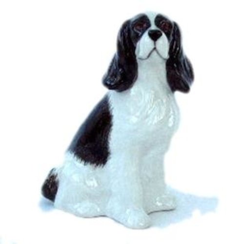 Quail Ceramics Quail Black & White Cocker Spaniel Figures Quail Ceramics Quail Black & White Cocker Spaniel Figures