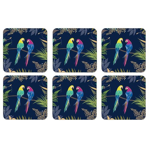 Portmeirion Sara Miller Parrot Coasters Set of 6 Portmeirion Sara Miller Parrot Coasters Set of 6