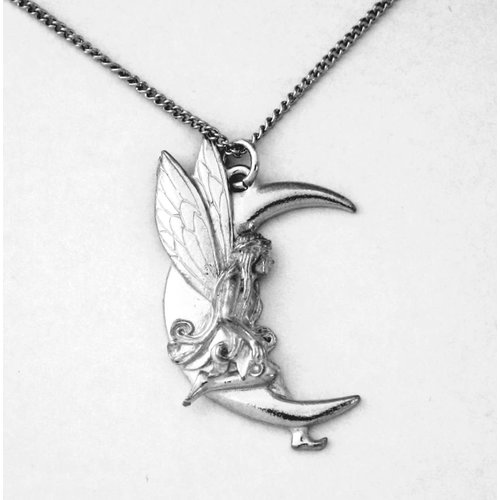 westair Westair Fairy Moon Pendant Pewter Necklace westair Westair Fairy Moon Pendant Pewter Necklace