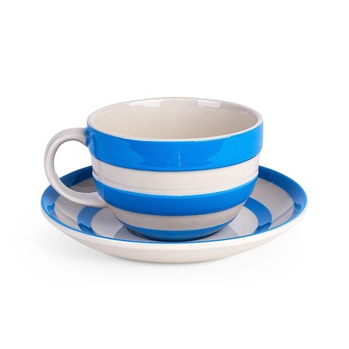 Cornishware Cornishware Teacup and Saucer - Blue Cornishware Cornishware Teacup and Saucer - Blue