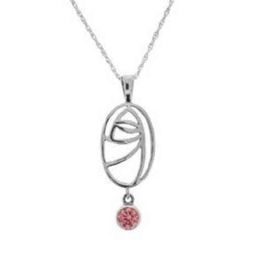 Hamilton & Young Mackintosh Silver Glasgow Pendant with Rose Coloured Stone Hamilton & Young Mackintosh Silver Glasgow Pendant with Rose Coloured Stone