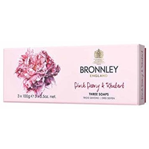Bronnley Bronnley Pink Peony & Rhubarb Set of 3 Soaps Bronnley Bronnley Pink Peony & Rhubarb Set of 3 Soaps