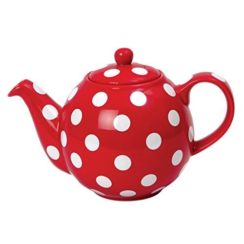 London Pottery London Pottery Globe Teapot 6 Cup Red/White Spots London Pottery London Pottery Globe Teapot 6 Cup Red/White Spots