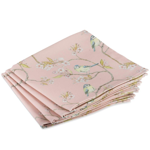 Mosney Mill Mosney Mill Pink Blue Tit and Blossom Napkins Mosney Mill Mosney Mill Pink Blue Tit and Blossom Napkins