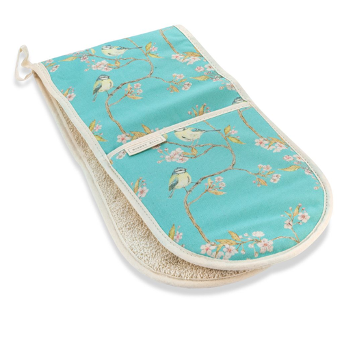 Mosney Mill Mosney Mill Blue Tit on Blossom Double Oven Gloves Ditsy Print (Turquoise) Mosney Mill Mosney Mill Blue Tit on Blossom Double Oven Gloves Ditsy Print (Turquoise)