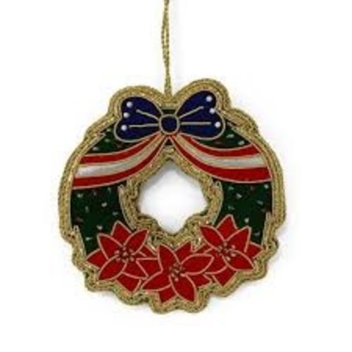 St. Nicolas St. Nicolas USA Poinsettia Christmas Wreath Ornament St. Nicolas St. Nicolas USA Poinsettia Christmas Wreath Ornament