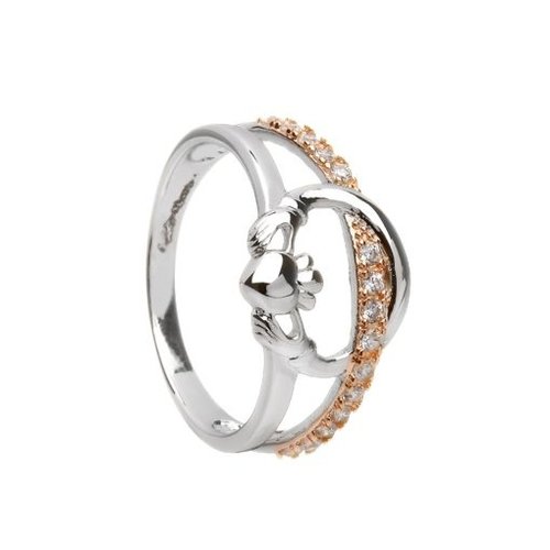Celtic Designs Silver and Rose Gold Claddagh Ring Celtic Designs Silver and Rose Gold Claddagh Ring