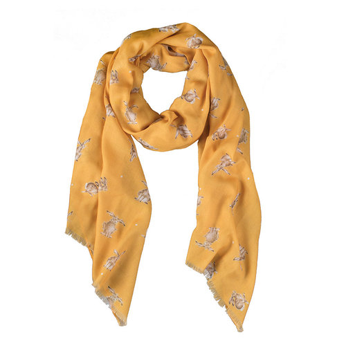 Wrendale Wrendale Leaping Hare Mustard Scarf Wrendale Wrendale Leaping Hare Mustard Scarf