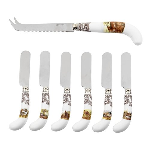 Spode Spode Woodland Cheese Knife & 6 Spreaders Spode Spode Woodland Cheese Knife & 6 Spreaders