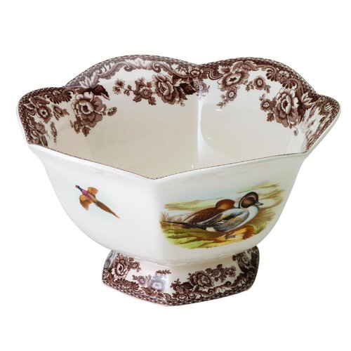 Spode Spode Woodland Hexagonal Footed Bowl Spode Spode Woodland Hexagonal Footed Bowl