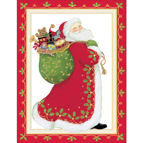 Caspari Santa Claus Embossed Boxed Christmas Cards Caspari Santa Claus Embossed Boxed Christmas Cards
