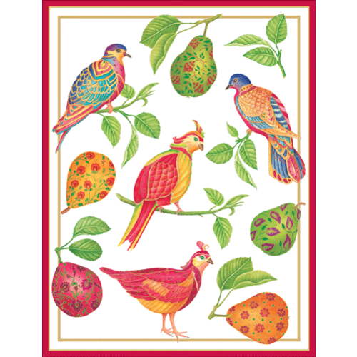 Caspari Gilded Birds and Pears Embossed Boxed Christmas Cards Caspari Gilded Birds and Pears Embossed Boxed Christmas Cards
