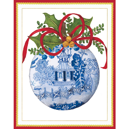 Caspari Blue and White Ornament Boxed Christmas Cards Caspari Blue and White Ornament Boxed Christmas Cards