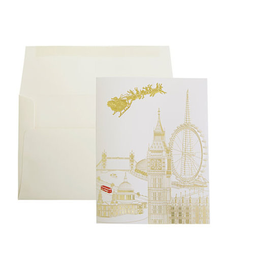 Paula Skene Paula Skene London Skyline with Santa Gold On White Boxed Cards Paula Skene Paula Skene London Skyline with Santa Gold On White Boxed Cards
