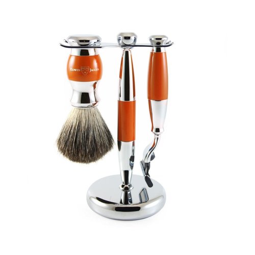 Edwin Jagger Edwin Jagger 3pc Orange & Chrome Shaving Set (Mach 3) Edwin Jagger Edwin Jagger 3pc Orange & Chrome Shaving Set (Mach 3)