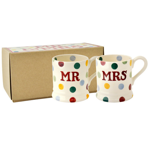 Emma Bridgewater Bridgewater Polka Dot Mr. and Mrs. 1/2 Pint Mugs Emma Bridgewater Bridgewater Polka Dot Mr. and Mrs. 1/2 Pint Mugs