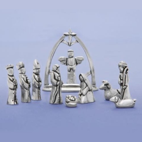 Basic Spirit Pewter Nativity with Creche Basic Spirit Pewter Nativity with Creche