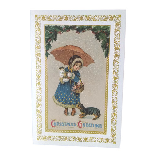 Boxed Christmas Cards - Girl with Umbrella Boxed Christmas Cards - Girl with Umbrella