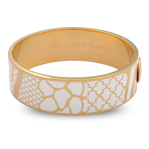 Halcyon Days Halcyon Days Wildlife Bangle- White and Gold 3/4'' (19 mm) Halcyon Days Halcyon Days Wildlife Bangle- White and Gold 3/4'' (19 mm)