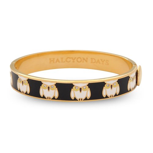 Halcyon Days Halcyon Days Owl Bangle- Black and Gold 1/4'' Halcyon Days Halcyon Days Owl Bangle- Black and Gold 1/4''