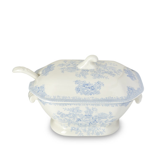 Burleigh Pottery Asiatic Pheasants Blue Soup Tureen & Ladle Burleigh Pottery Asiatic Pheasants Blue Soup Tureen & Ladle